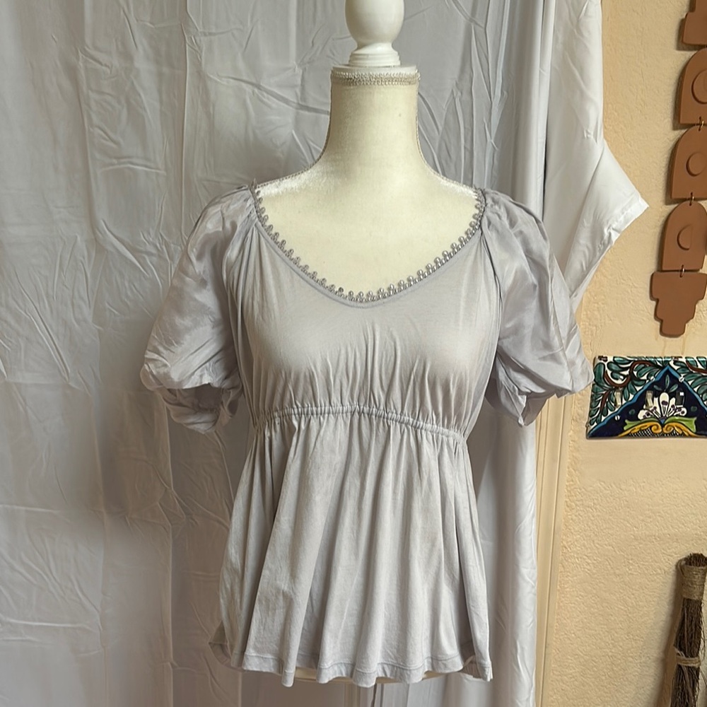 NWOT Anthropologie Cotton and Silk Gray Women's Top